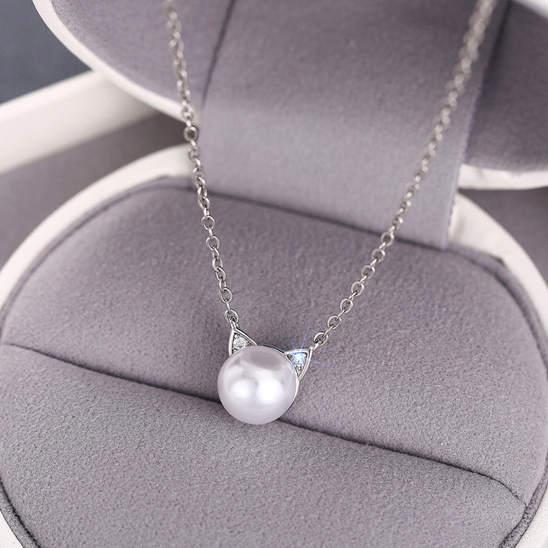 Cat Ears Pearl Necklace