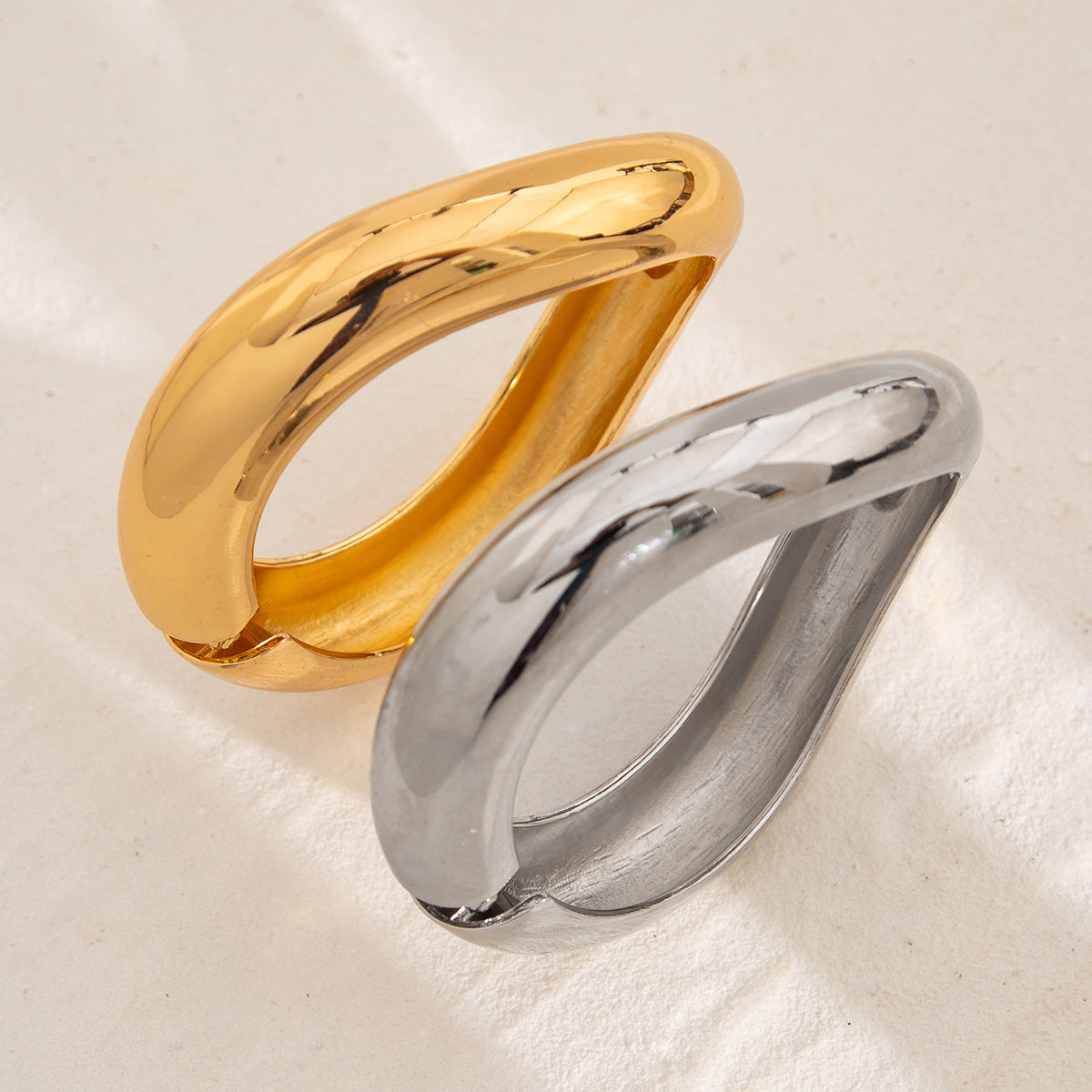 Double Wave Gold Cuff Bracelet