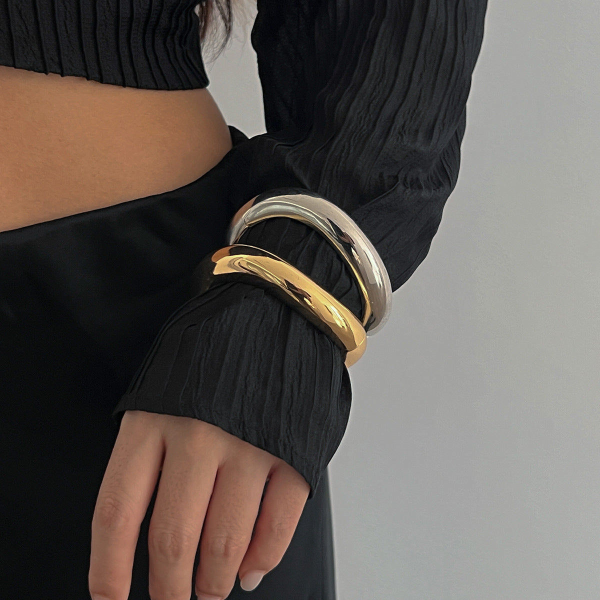 Double Wave Gold Cuff Bracelet