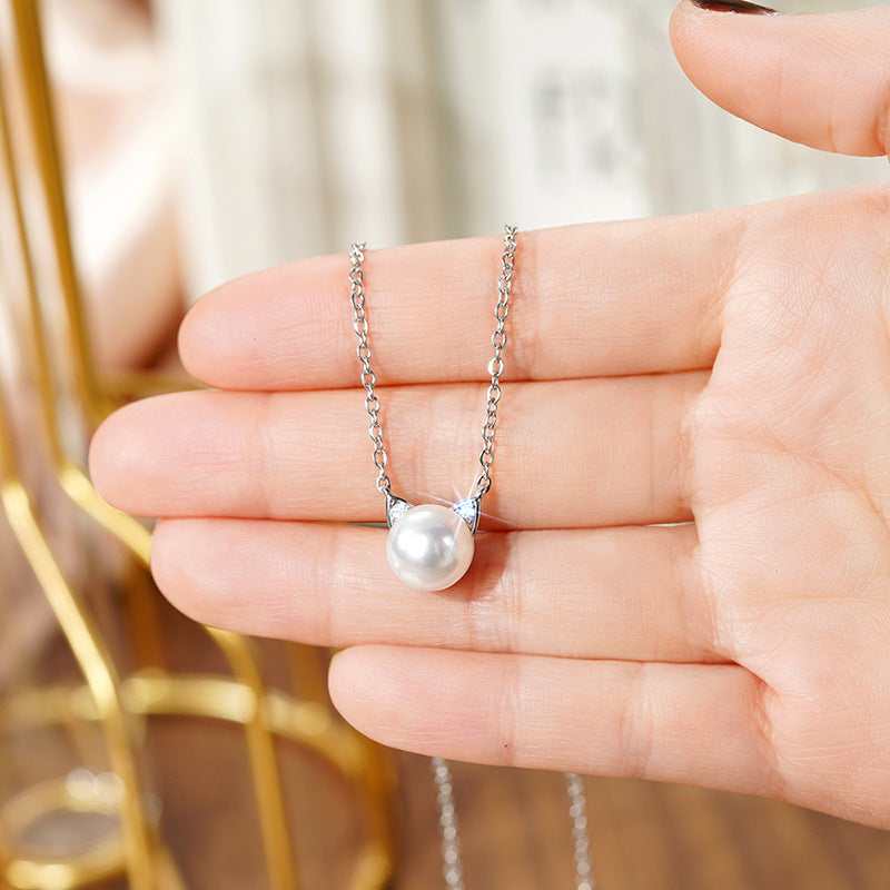 Cat Ears Pearl Necklace
