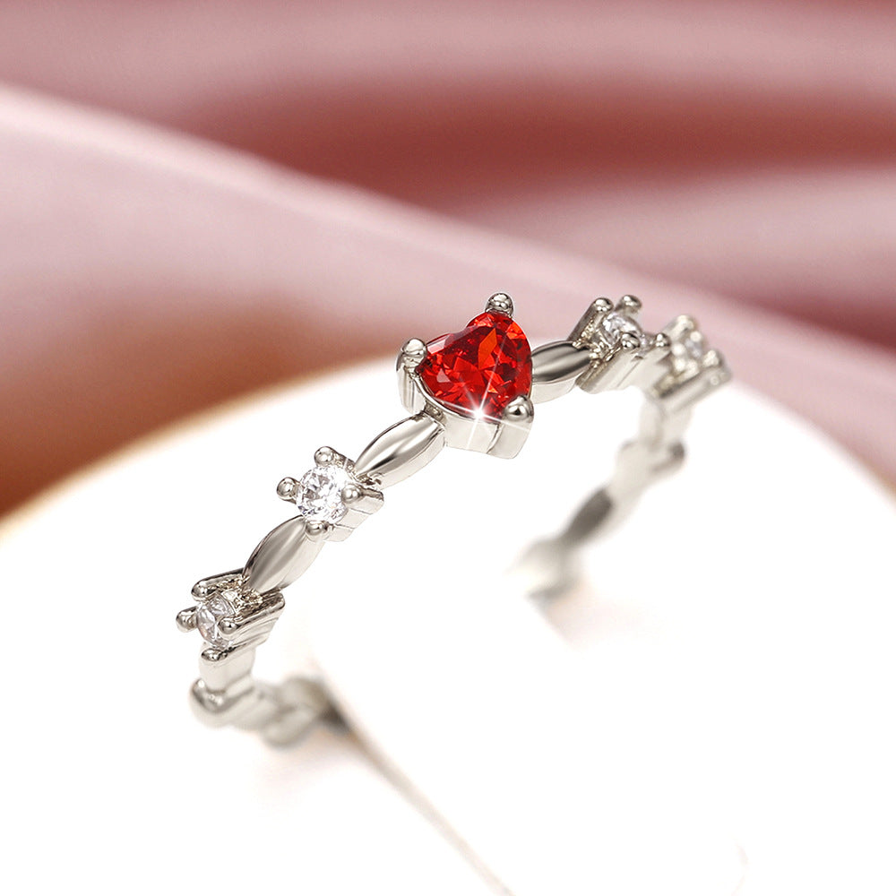 Heart-Shaped Ruby White Gold Ring