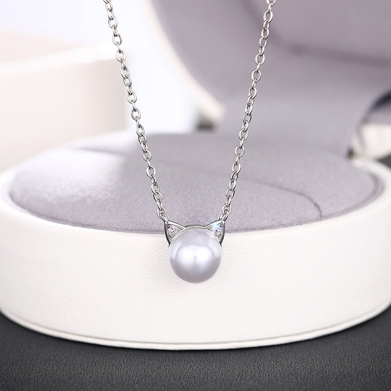 Cat Ears Pearl Necklace