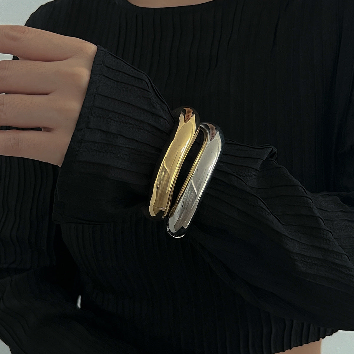 Double Wave Gold Cuff Bracelet