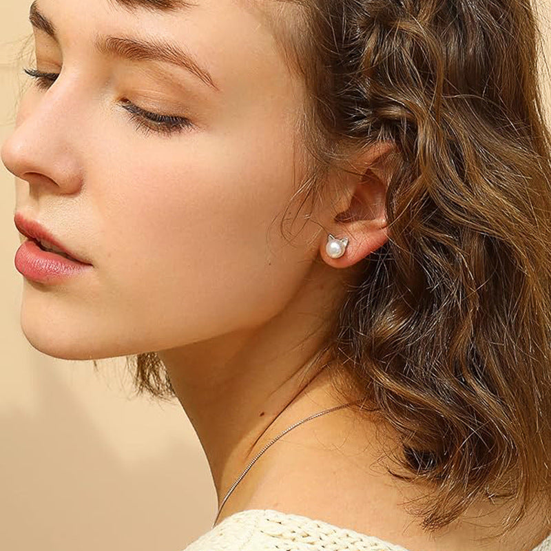Cat Ears Pearl Earrings